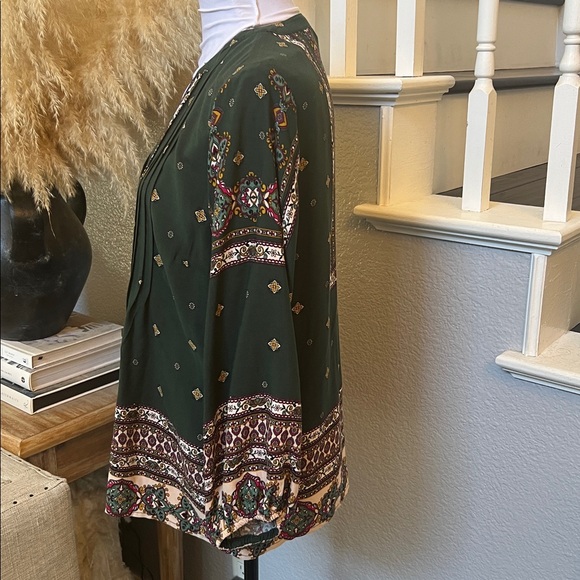 Anthropologie Fig & Flower Boho Peasant Blouse Top Size Petite Medium - Picture 3 of 8